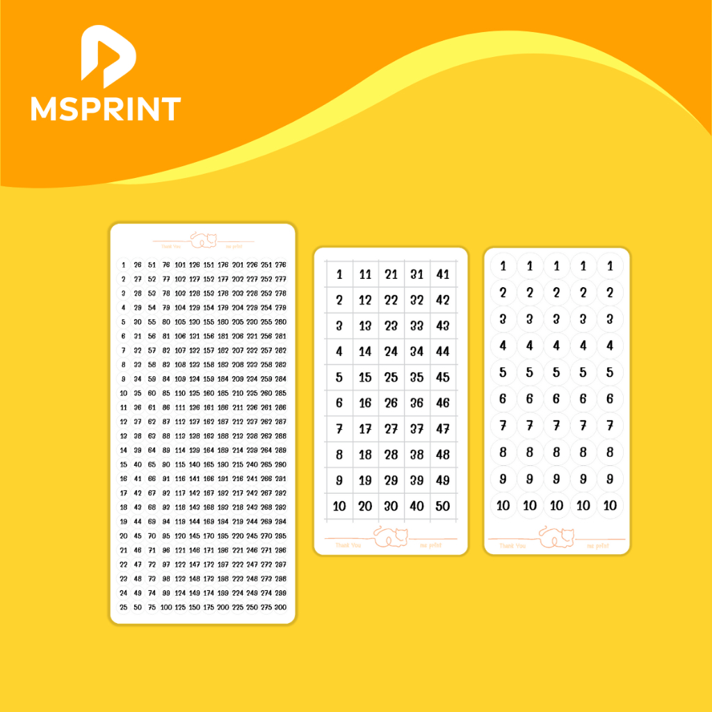 สติ๊กเกอร์ตัวเลขขนาด 1x1 ซม. เลข 1-10, 1-50, 1-10 แบบกลม,เหลี่ยม PP กันน้ำ [เลขอื่นๆ โปรดทักแชท]